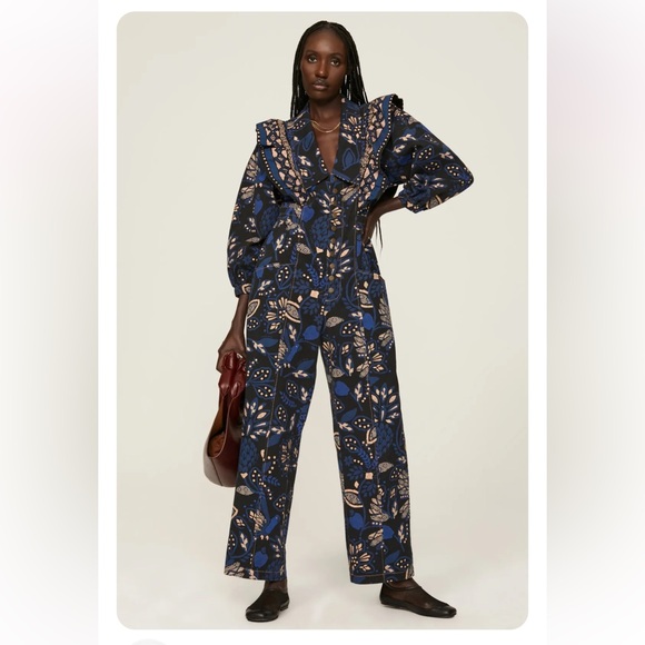 FARM Rio Pants - FARM Rio Navy and Cream Floral Jumpsuit XL